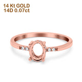 14K Rose Gold 0.07ct Oval 8mmx6mm G SI Semi Mount Diamond Engagement Wedding Ring