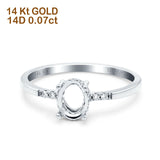 14K White Gold 0.07ct Oval 8mmx6mm G SI Semi Mount Diamond Engagement Wedding Ring Size 6.5