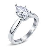 14K White Gold Solitaire Teardrop Simulated Cubic Zirconia Wedding Ring Size-7