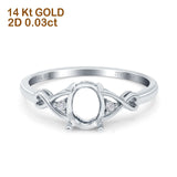 14K White Gold 0.03ct Oval 8mmx6mm G SI Semi Mount Diamond Engagement Wedding Ring Size 6.5