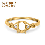 14K Yellow Gold 0.03ct Oval 8mmx6mm G SI Semi Mount Diamond Engagement Wedding Ring Size 6.5