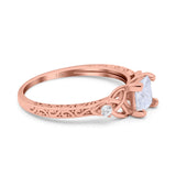 14K Rose Gold Cushion Celtic Art Deco Engagement Ring Simulated Cubic Zirconia Size-7