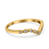 14K Yellow Gold Curved Marquise Half Eternity Stackable Ring Simulated Cubic Zirconia