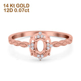 14K Rose Gold 0.07ct Oval 6mmx4mm G SI Semi Mount Diamond Engagement Wedding Ring Size 6.5
