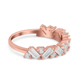 14K Rose Gold Art Deco Baguette Half Eternity Wedding Band Ring Simulated Cubic Zirconia Size-7