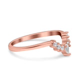 14K Rose Gold Curved Eternity Stackable Wedding Band Ring Simulated Cubic Zirconia