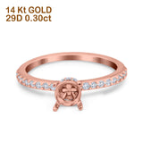 14K Rose Gold 0.30ct Round 6mm G SI Semi Mount Diamond Engagement Wedding Ring Size 6.5