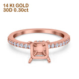 14K Rose Gold 0.30ct Cushion Cut Vintage Accent 7mm G SI Semi Mount Diamond Engagement Wedding Ring