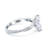 14K White Gold Infinity Twist Marquise Wedding Ring Simulated Cubic Zirconia Size-7