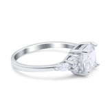 14K White Gold Cushion Cut Art Deco Bridal Wedding Engagement Ring Simulated CZ Size-7