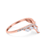 14K Rose Gold Marquise Half Eternity Accent Vintage Wedding Ring Engagement Band Simulated CZ