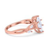 14K Rose Gold Infinity Twist Marquise Art Deco Engagement Wedding Bridal Ring Round Simulated Cubic Zirconia Size-7