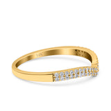 14K Yellow Gold Half Eternity Ring Wedding Band Round Simulated Cubic Zirconia Size-7