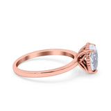 14K Rose Gold Vintage Style Solitaire Accent Pear Wedding Ring Simulated Cubic Zirconia Size-7