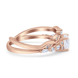 14K Rose Gold Two Piece Vintage Style Round Cubic Zirconia Engagement Ring