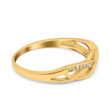 14K Yellow Gold Round Infinity Twisted Half Eternity Simulated CZ Wedding Engagement Ring Size-7