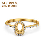 14K Yellow Gold 0.20ct Oval 8mmx6mm Fashion Accent G SI Semi Mount Diamond Engagement Wedding Ring Size 6.5