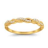 14K Yellow Gold Round Half Eternity Twisted Band Simulated CZ Wedding Engagement Ring Size-7