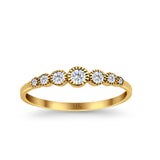 14K Yellow Gold Round Half Eternity Petite Dainty Simulated CZ Wedding Engagement Ring Size 7