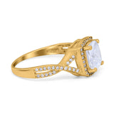 14K Yellow Gold Cushion Infinity Shank Wedding Engagement Ring Round Simulated Cubic Zirconia Size-7
