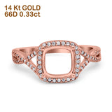 14K Rose Gold 0.33ct Cushion Infinity Shank 8mm G SI Semi Mount Diamond Engagement Wedding Ring