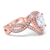 14K Rose Gold Teardrop Pear Bridal Simulated CZ Wedding Engagement Ring Size-7