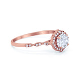 14K Rose Gold Round Petite Dainty Bridal Wedding Engagement Ring Simulated CZ Size-7