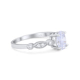 14K White Gold Vintage Style Oval Bridal Wedding Engagement Ring Simulated CZ