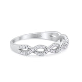 14K White Gold Half Eternity Infinity Twisted Ring Simulated Cubic Zirconia Size-7
