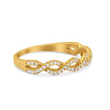 14K Yellow Gold Half Eternity Infinity Twisted Ring Simulated Cubic Zirconia Size-7