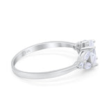 14K White Gold Oval Art Deco Engagement Ring Marquise Simulated CZ Size-7