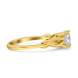 14K Yellow Gold Round Solitaire Celtic Simulated CZ Wedding Engagement Ring Size 7