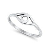 14K White Gold Evil Eye Simple Wedding Engagement Ring (6mm)