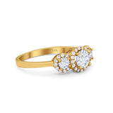 14K Yellow Gold Round Three Stone Bridal Simulated CZ Wedding Engagement Ring Size-7
