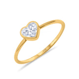 14K Yellow Gold Solitaire Heart Promise Ring Bridal Simulated CZ Wedding Engagement Size 7