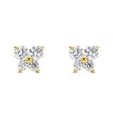 14K Yellow Gold Simulated Cubic Zirconia Butterfly Stud Earrings with Screw Back, Best Birthday Gift for Her