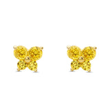 14K Yellow Gold Simulated Yellow CZ Butterfly Stud Earrings with Screw Back, Best Birthday Gift for Her