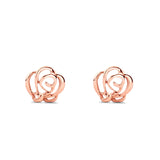 14K Rose Gold Flower Stud Earrings with Screw Back (6mm) Best Gift for Her