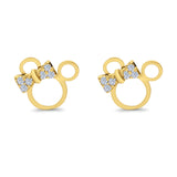 14K Yellow Gold Mouse Stud Earrings with Screw Back (8mm) Best Gift for Her
