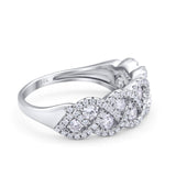 14K White Gold Weave Crisscross Infinity Ring Round Simulated Cubic Zirconia Size-7