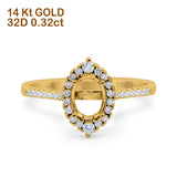 14K Yellow Gold Oval Semi Mount 0.32ct Diamond Engagement Ring