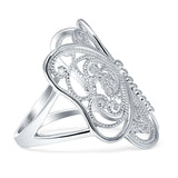 14K White Gold Filigree Design Butterfly Fashion Wedding Engagement Ring Wholesale