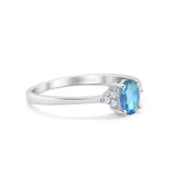 14K White Gold 0.87ct Art Deco Oval 7mmx5mm G SI Natural Blue Topaz Diamond Engagement Wedding Ring Size 6.5