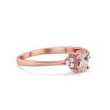 14K Rose Gold 0.87ct Art Deco Oval 7mmx5mm G SI Natural Morganite Diamond Engagement Wedding Ring Size 6.5