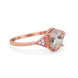 14K Rose Gold 1.26ct Oval Art Deco 8mmx6mm G SI Natural Morganite Diamond Engagement Wedding Ring Size 6.5