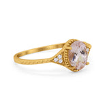 14K Yellow Gold 1.26ct Oval Art Deco 8mmx6mm G SI Natural Morganite Diamond Engagement Wedding Ring Size 6.5