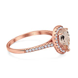 14K Rose Gold 1.48ct Teardrop Pear 8mmx6mm G SI Natural Morganite Diamond Engagement Wedding Ring Size 6.5