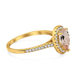 14K Yellow Gold 1.48ct Teardrop Pear 8mmx6mm G SI Natural Morganite Diamond Engagement Wedding Ring Size 6.5