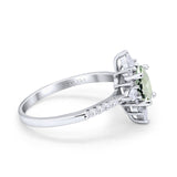 14K White Gold 1.54ct Vintage Oval 8mmx6mm G SI Natural Green Amethyst Diamond Engagement Wedding Ring Size 6.5