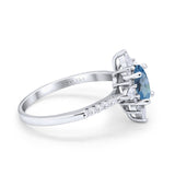 14K White Gold 1.54ct Vintage Oval 8mmx6mm G SI London Blue Topaz Diamond Engagement Wedding Ring Size 6.5